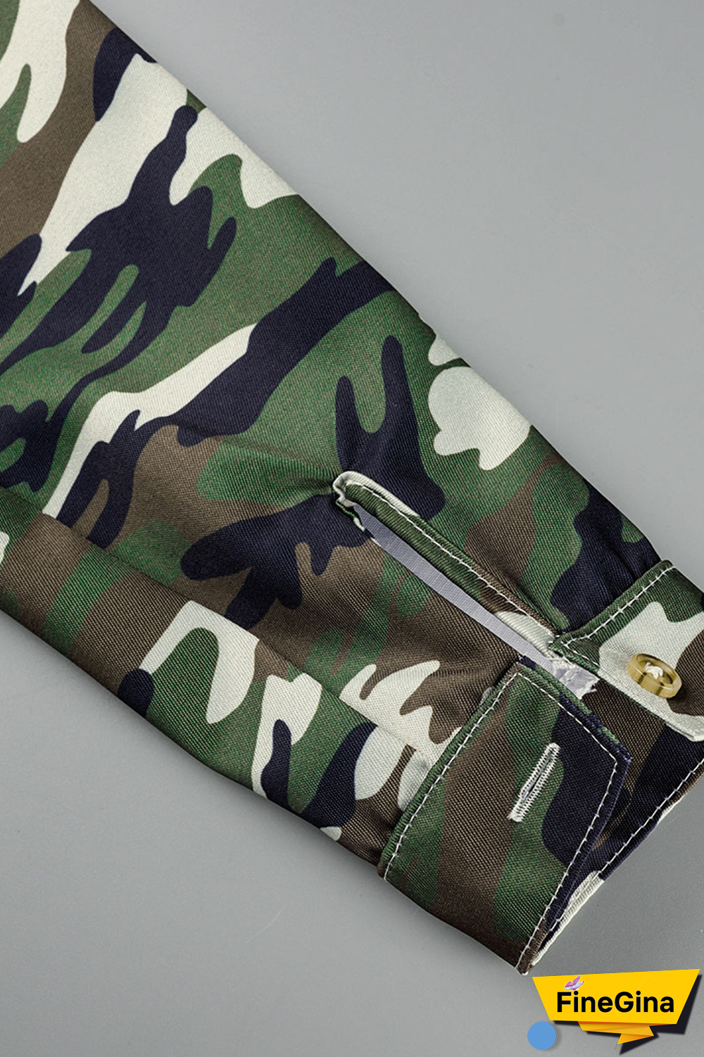 Camouflage Casual Camouflage Print Patchwork Turndown Collar Shirt Dress Dresses