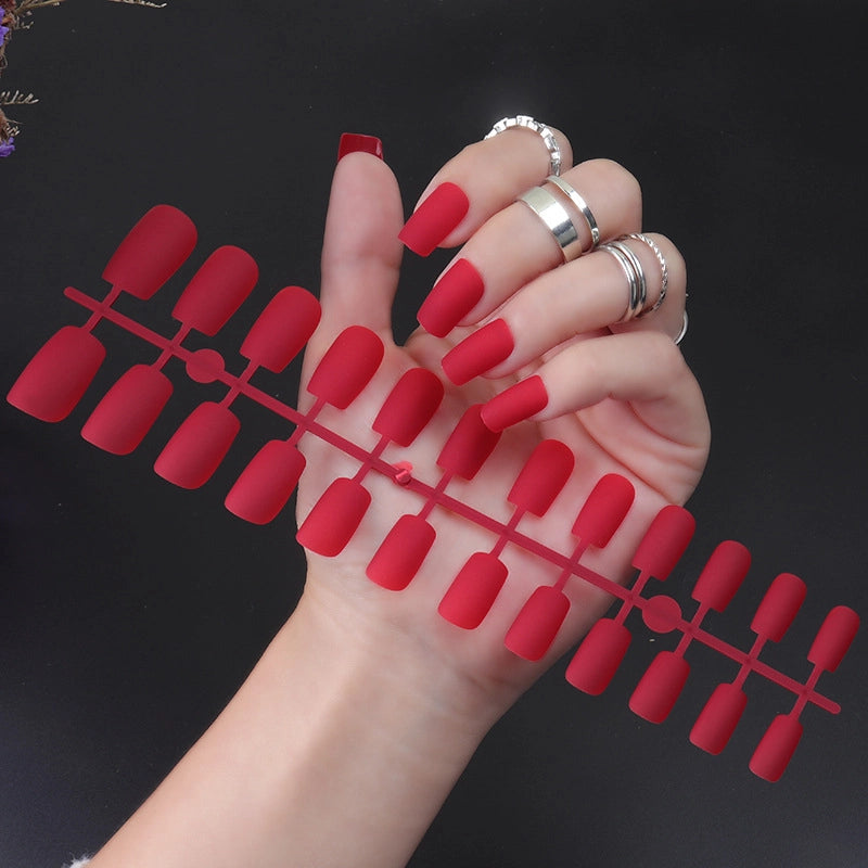 Solid Color Long Square Head Frosted Nail Art Patch Wearing Nail Piece Semi-finished Fake Nail Multicolor Strip Nail Art