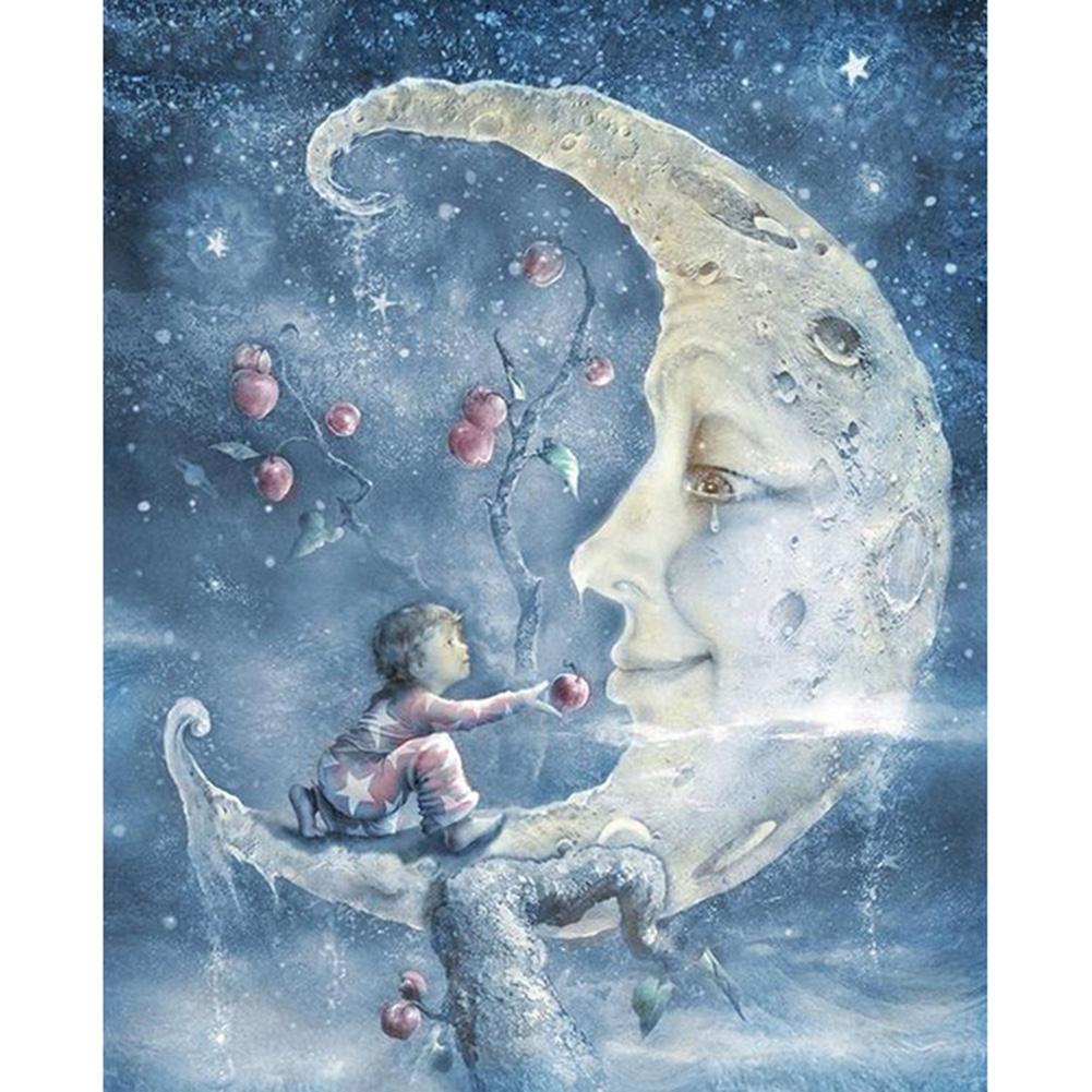 

30*40CM - Moon Face - Round Drill Diamond Painting, 501 Original