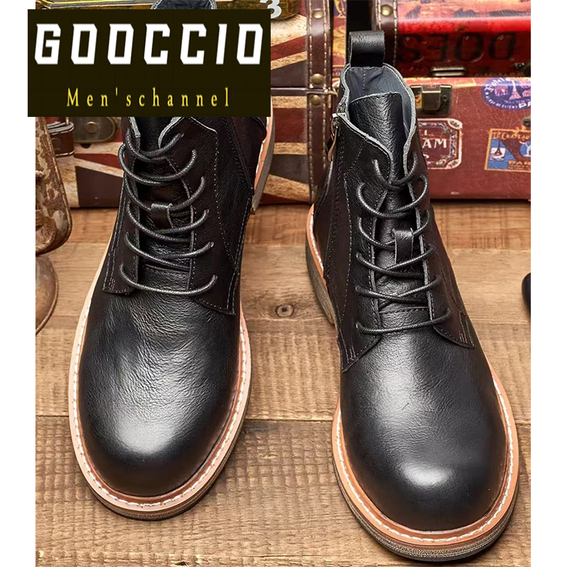 Retro-Style Cowhide Martin Boots For Men  JZ-Series  