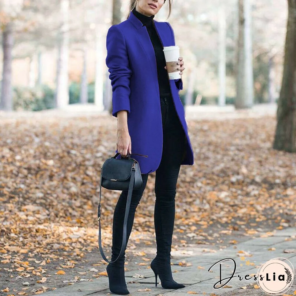 Fashion Women Autumn Winter Long Sleeve Coat Loose Warm Lightweight Jackets Casual Solid Color Parka Cardigans