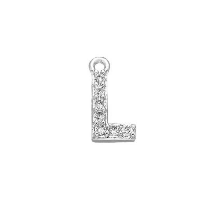 1 Piece 925 Sterling Silver Zircon 22K Gold Plated Rhodium Plated Letter Pendant Charms