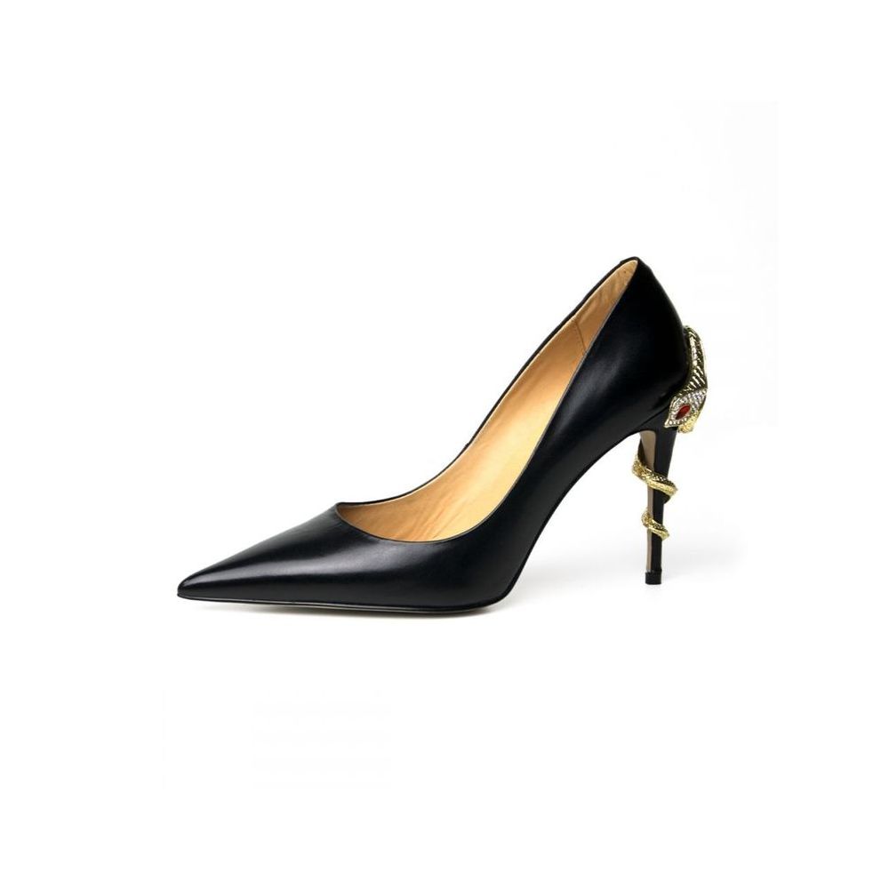 Black Heels Snake Decorative Heels Pumps Prom Heels