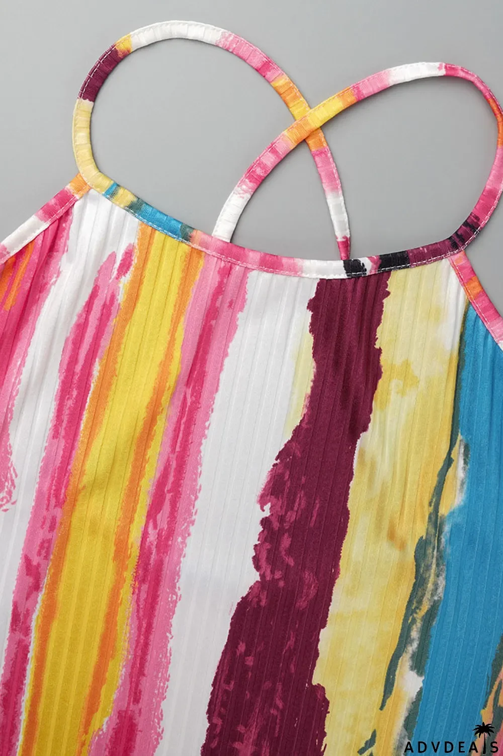 Purple Sexy Striped Print Patchwork Spaghetti Strap Sling Dress Dresses