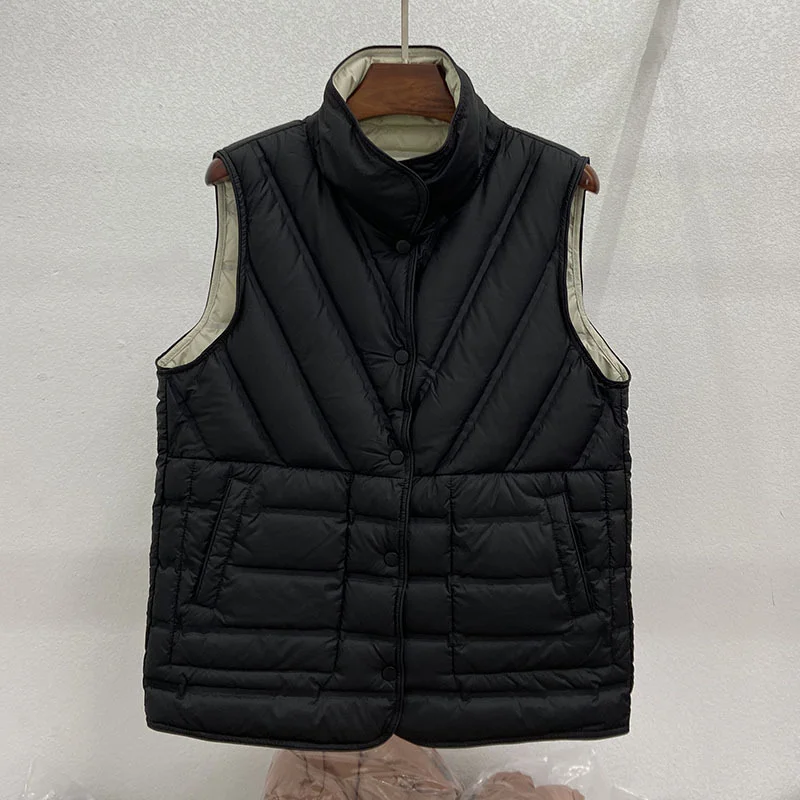 Toloer Autumn Winter New Sides Wear Pressure Glue Down Jacket Vest Vest Female Short Money Stand Collar Light Coat Tide-Outfit Ideas