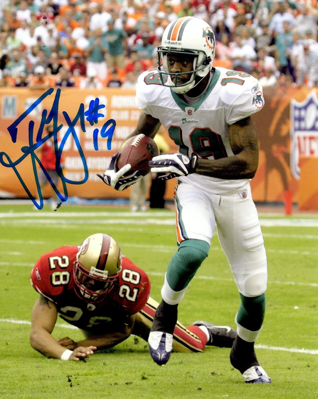 Autographed TED GINN JR Miami Dolphins 8x10 Photo Poster painting w/COA