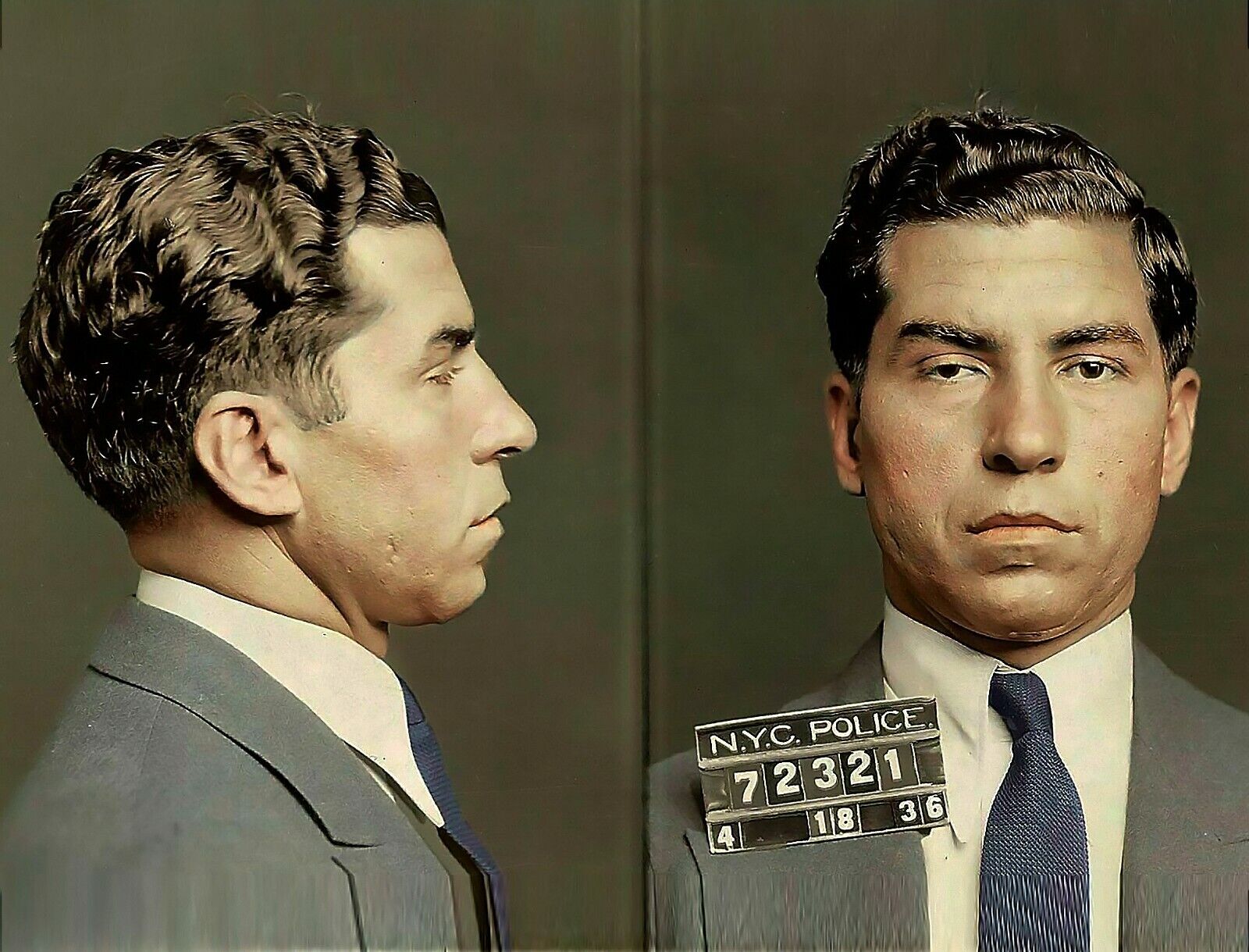 1936 CHARLES LUCKY LUCIANO MUGSHOT WANTED POSTER 8.5X11 Photo Poster painting NEW YORK GANGSTER