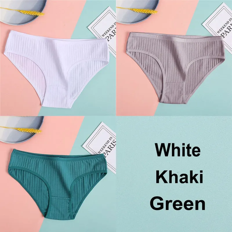 3PCS Cotton Panties Women's Underwear Casual Solid Color Panties for Women Intimate Lingerie Sexy Briefs Female Underpants M-XL