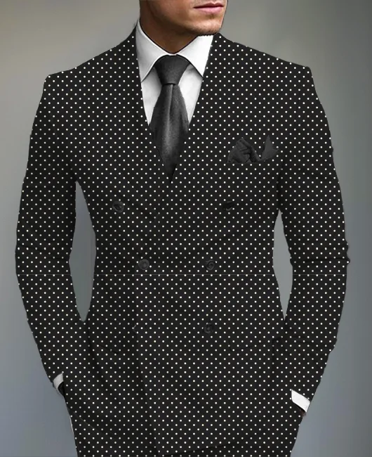 Casual Polka Dots Double Breasted Peaked Lapel Blazer Okaywear