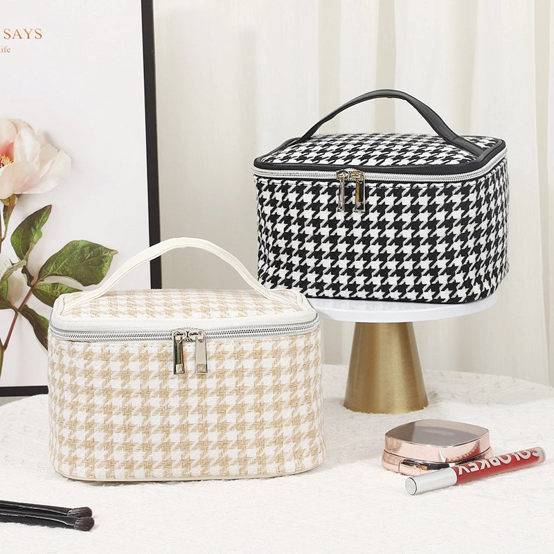 Streetwear Plaid Canvas Square Makeup Bags