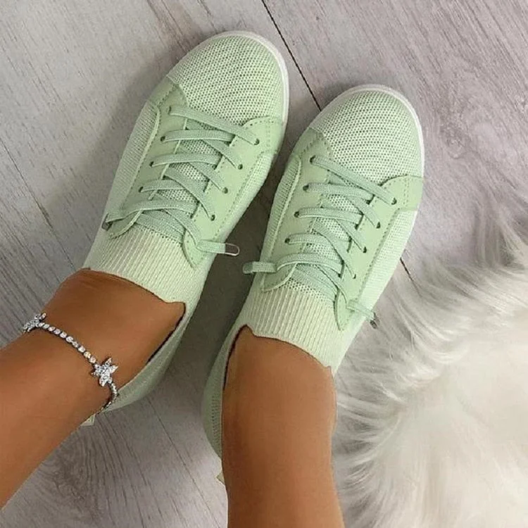 Women Shoes 2021 Zapatos Planos Breathable White Shoes Lace Up Casual Flats Women Mesh Sneakers Socofy Loafers Zapatillas Mujer