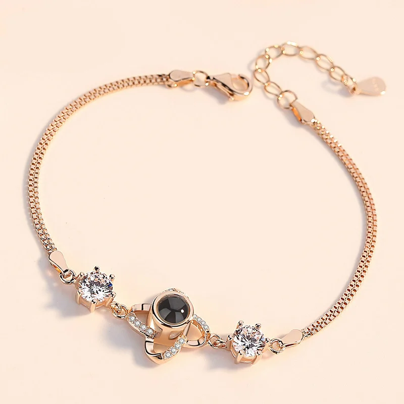 Personalized Heart Photo Bracelet Four Leaf Clover