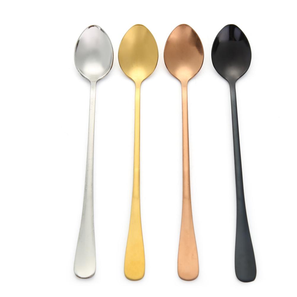 

Stainless Steel Long Handle Stirring Ice Spoon Coffee Tea Spoons Tableware, Champagne, 501 Original