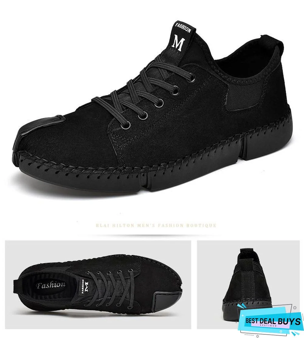Men Leather Casual Big Size Flats Shoes