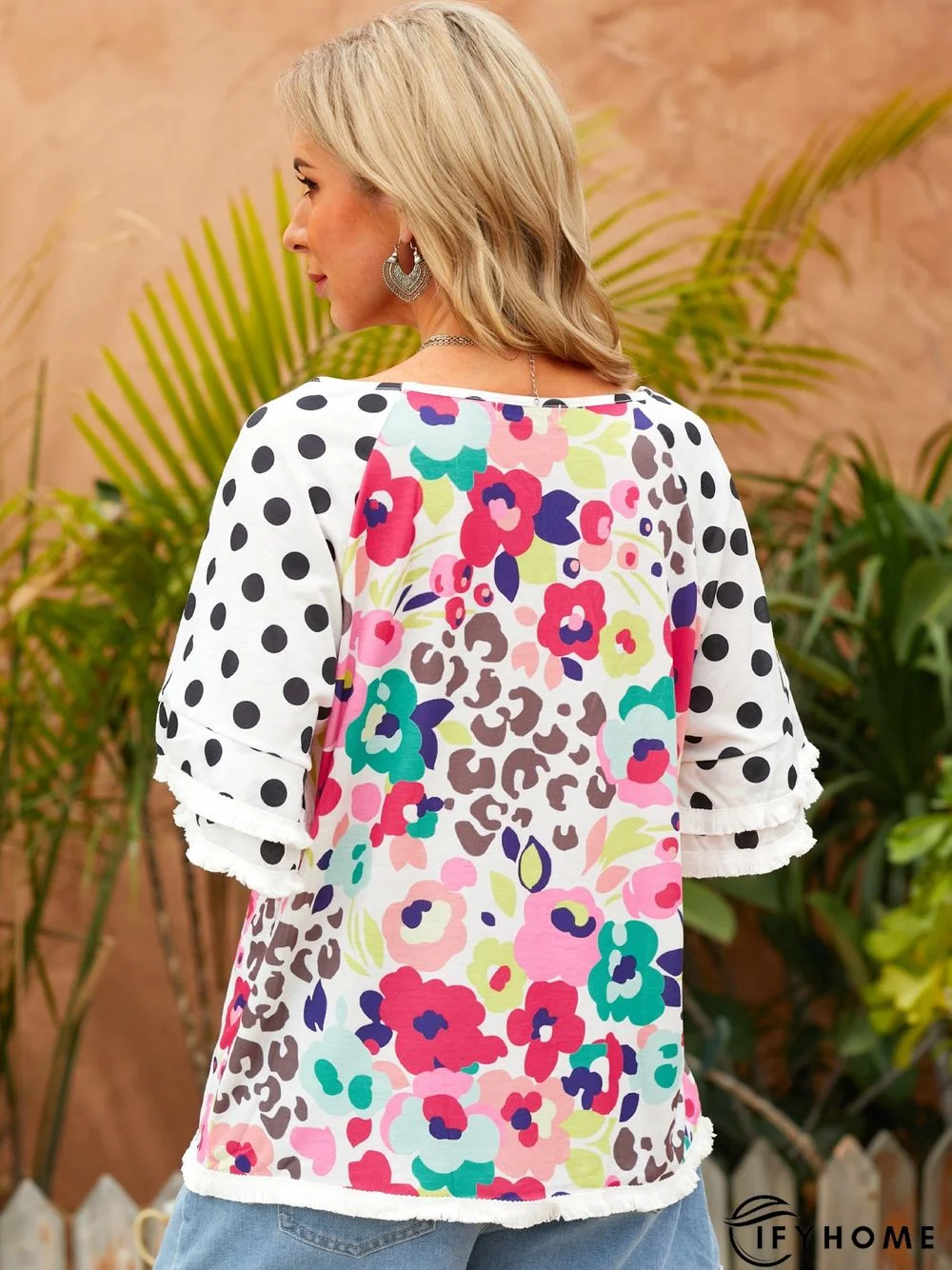 Casual Printed Cotton-Blend Tops | IFYHOME