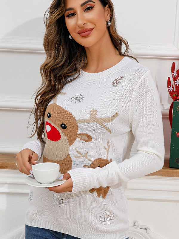 Women's Winter Christmas Casual Long Sleeve Crew Neck Sweater