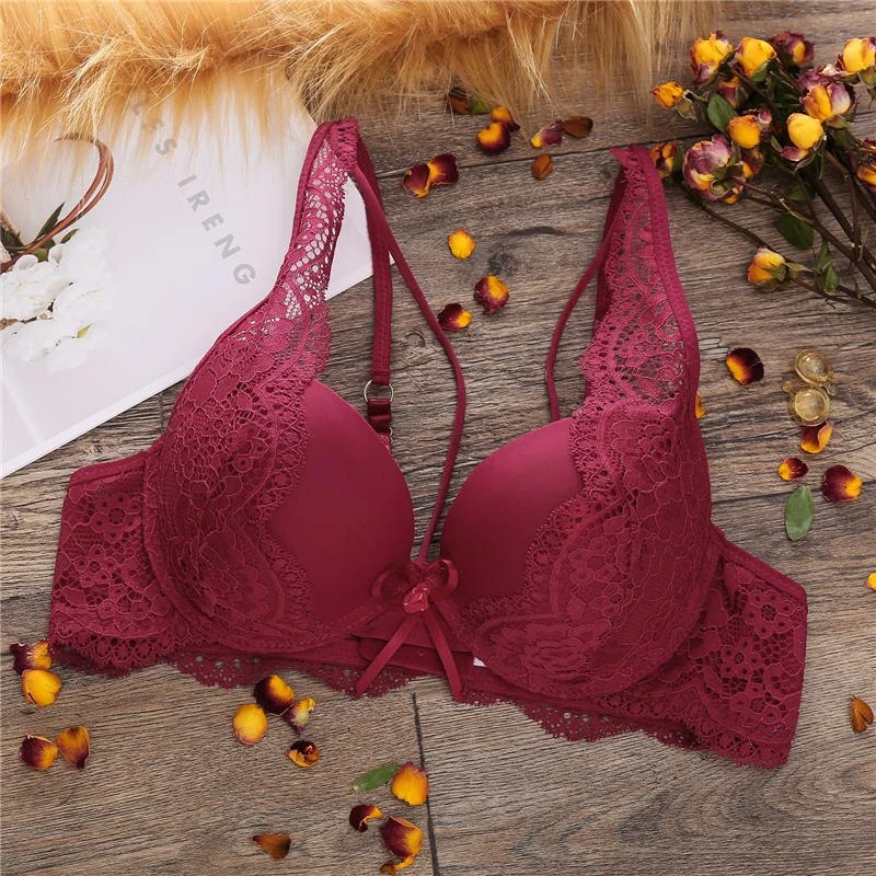 Sexy Push Up Bra Lingerie Femme Transparent Seamless Wireless Bra Intimates Lace Bralette Brassiere Crop Top Bras For Women
