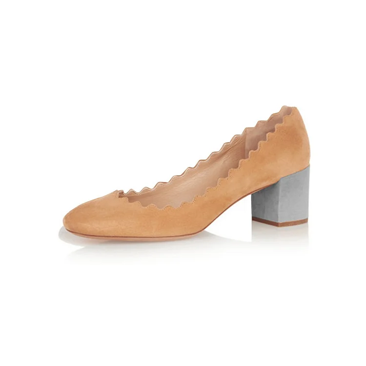 Tan Commuting Chunky Heel Pumps Vdcoo