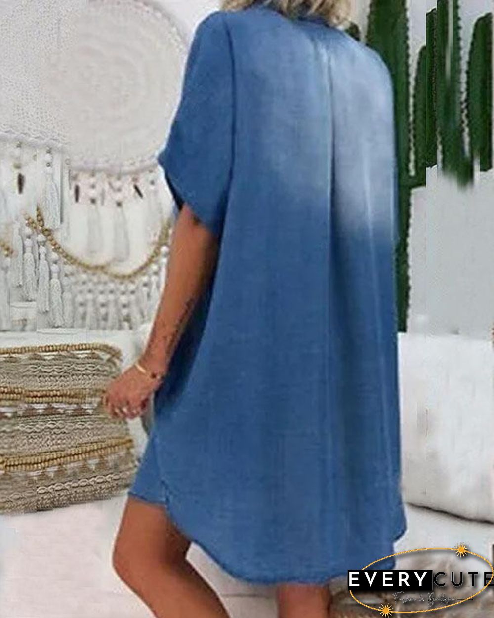 Loose Fit Denim Shirt Dress