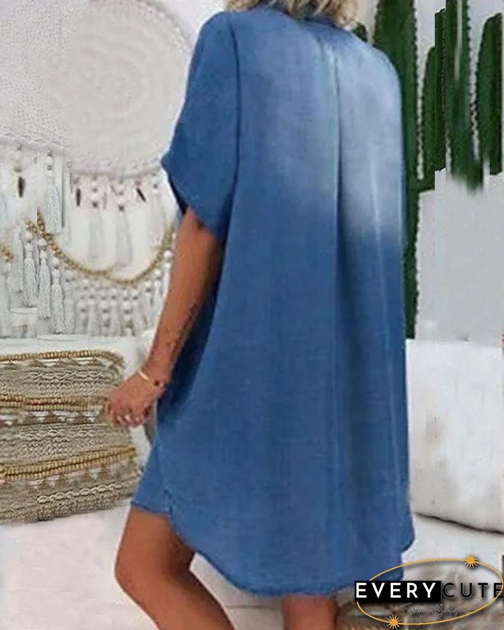 Loose Fit Denim Shirt Dress