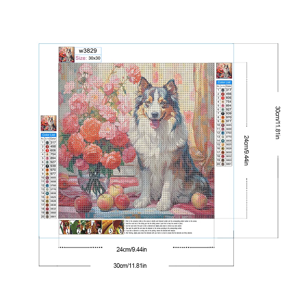 Full Round Diamond Painting 30*30cm - Shepherd Dog
