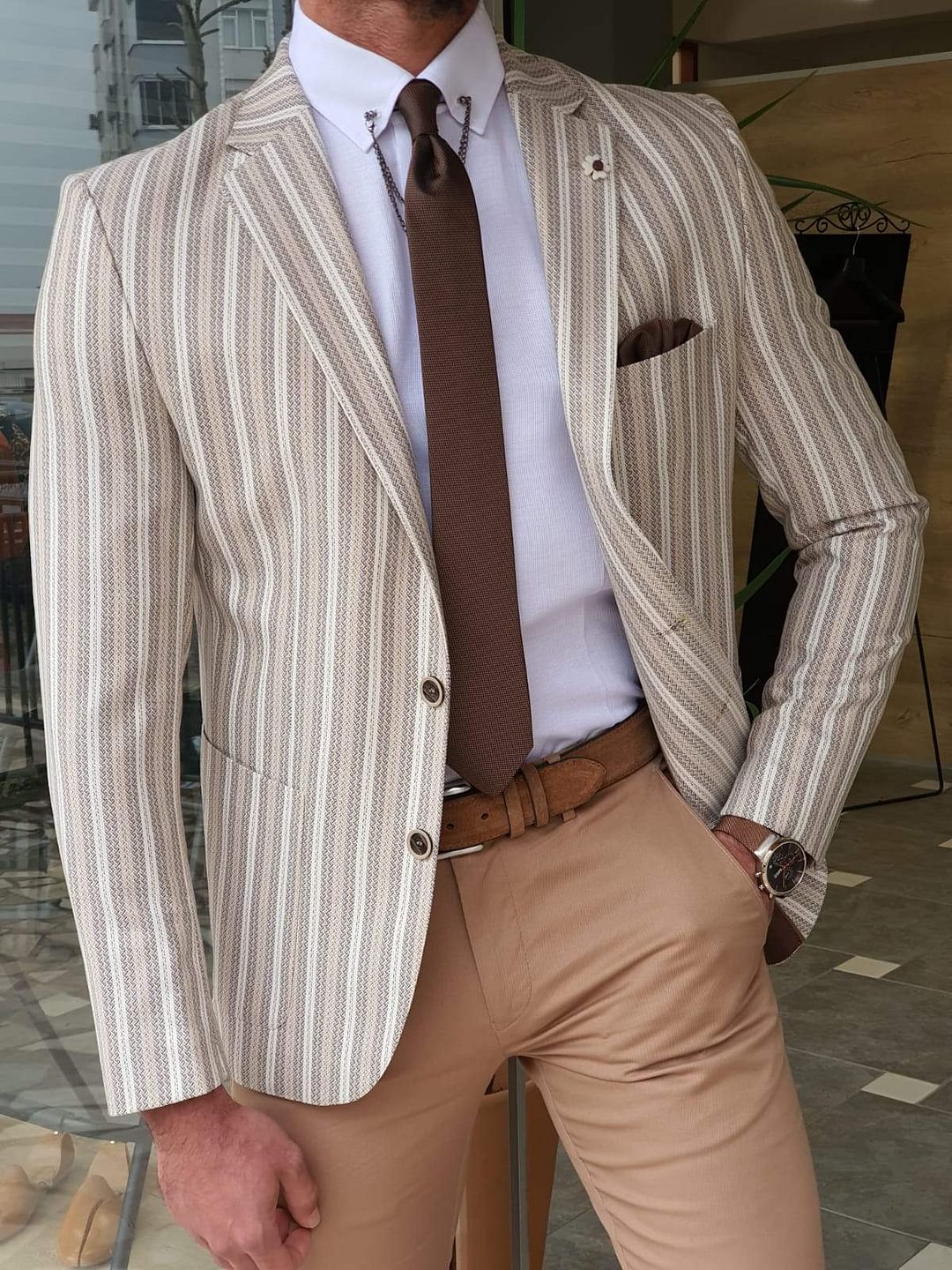 Striped Slim Fit Blazer
