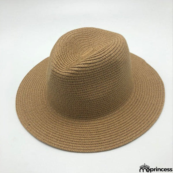 Women's Round Straw Striped Pattern Foldable Summer Wear Brim Hat