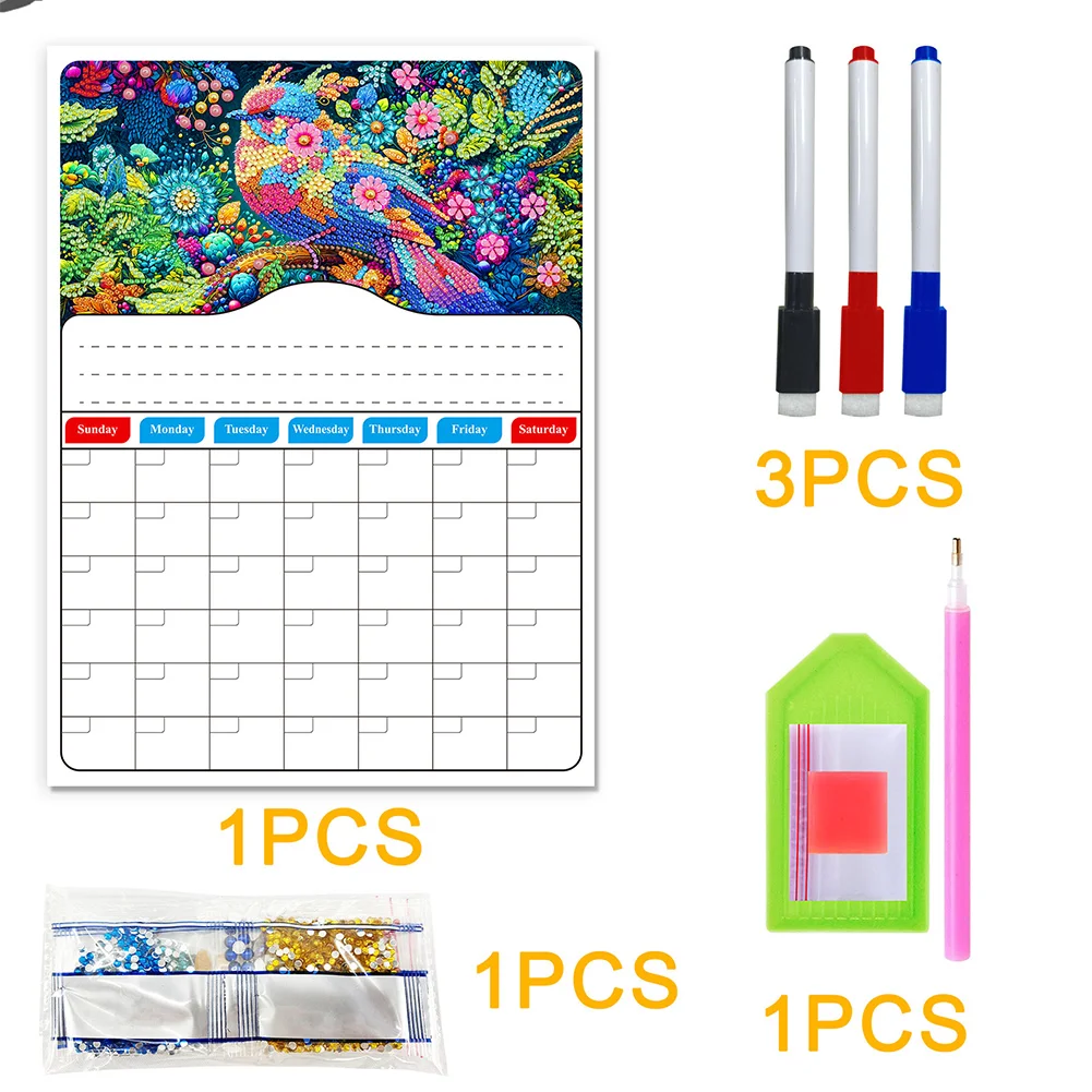 Bird On Branch Diamond Painting Fridge Stickers Calendar for Fridge Whiteboard