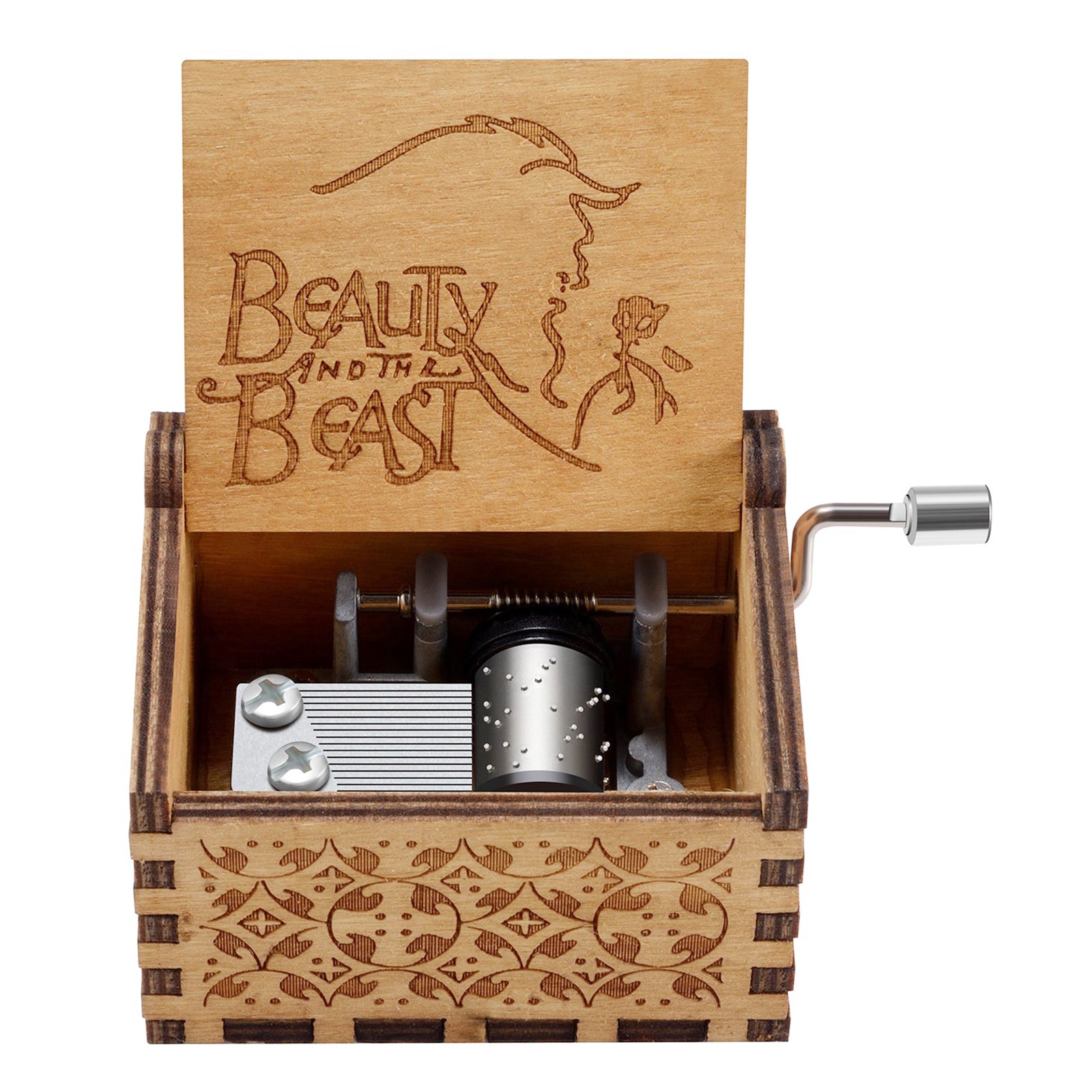 Wooden Music Box, Hand Crank Engraved Musical Box, Valentine Gifts (8) gbfke