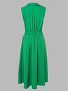 Solid Color Sleeveless Lapel Midi Dresses