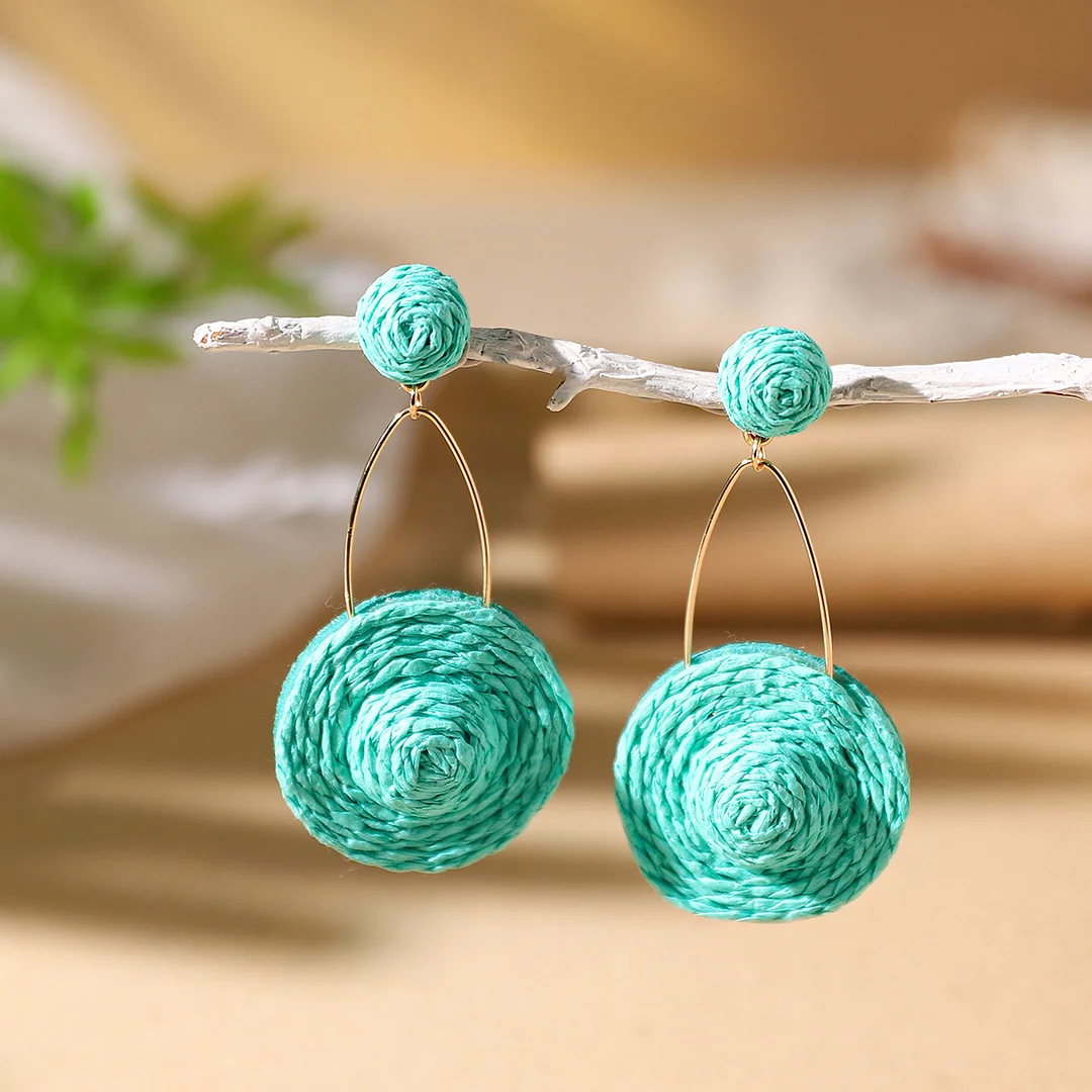 Women's Holiday Bohemian Style Raffia Hand-woven Earrings