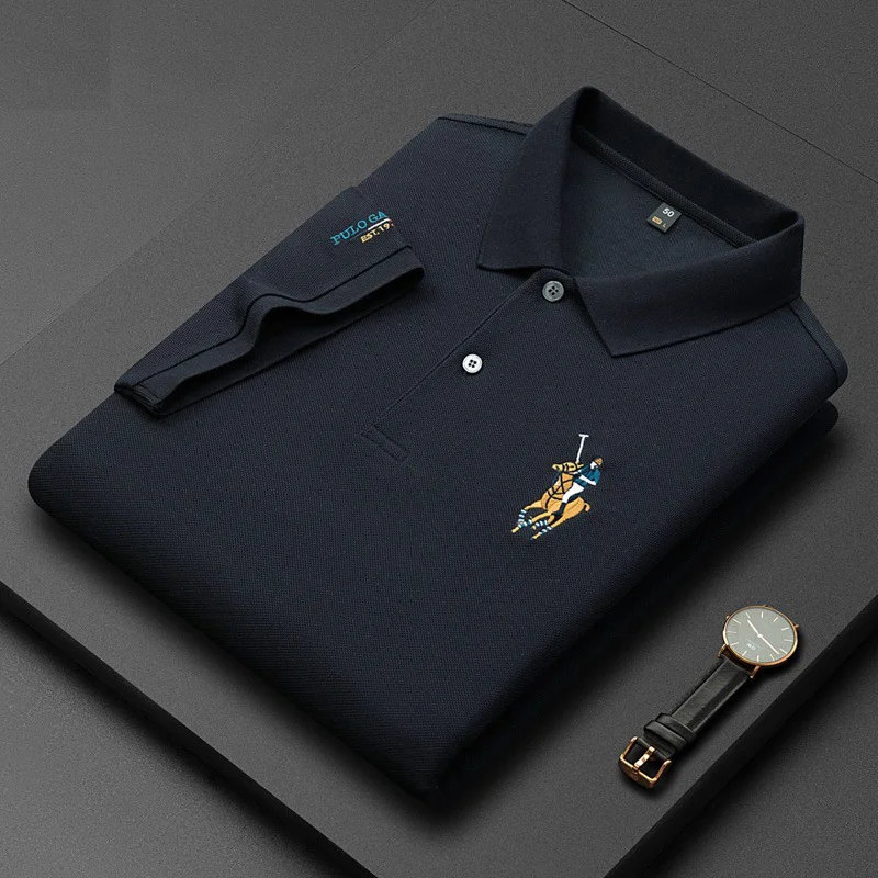 Men's Business Casual Cotton Embroidered POLO Shirt