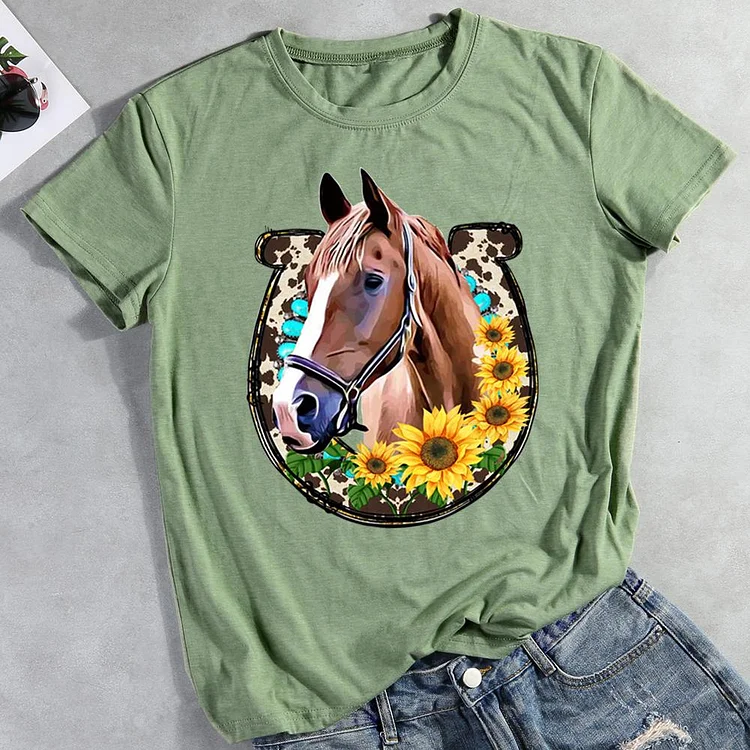 PSL - Horse Sunflower T-shirt Tee -012185