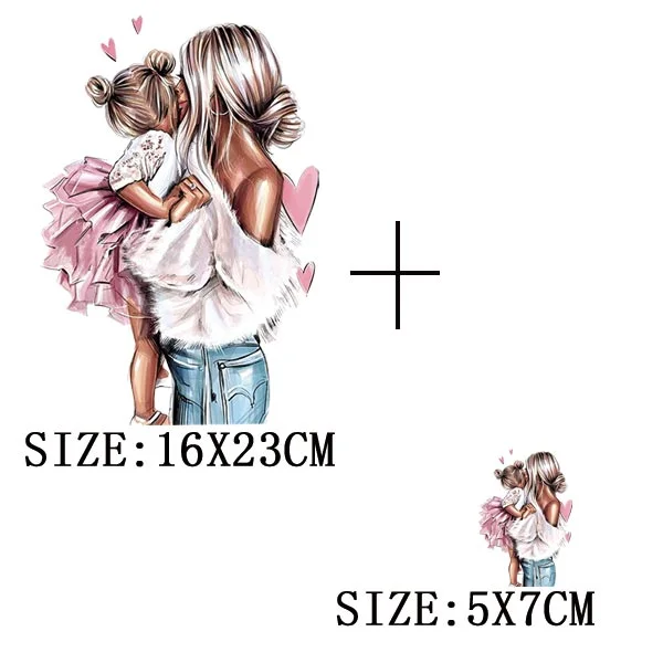Mom&Baby Thermal Sticker On T-shirt DIY Washable Iron On Transfer For Clothing Loveful Design On Parent-children Clothes Patches