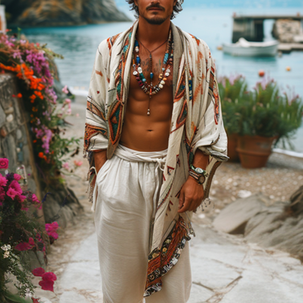 Mens Resort N Town Vacation Kimono