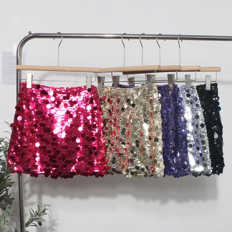 Nigikala Nigikala Shooting Heavy Industry Glitter Bling Bling Dress Babes Night Shop High-Waisted Ass A Short Skirt 1029