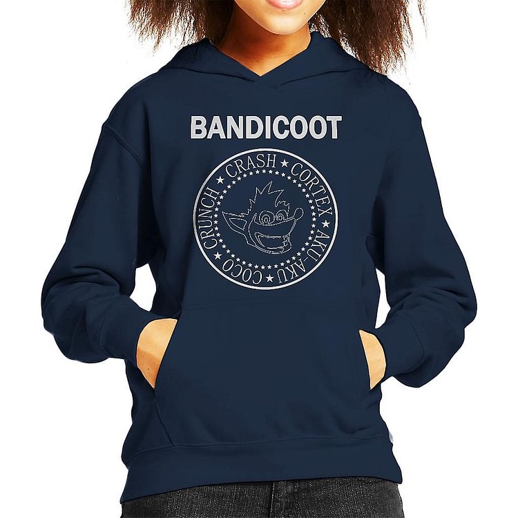 Crash Bandicoot Ramones Logo Kid's Hooded Sweatshirt