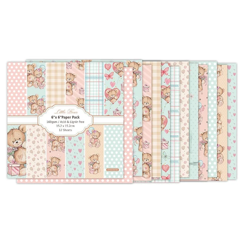 12pc petit ours patterned paper Scrapbooking paper pack handmade craft paper craft Background pad