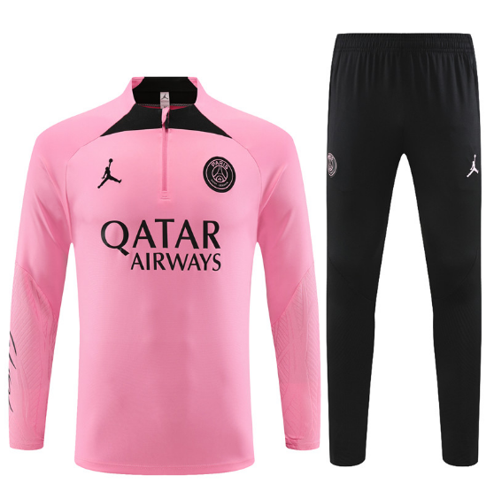 23/24 PSG Paris Saint Germain Half-Pull Training Suit Kit Pink Football Shirt