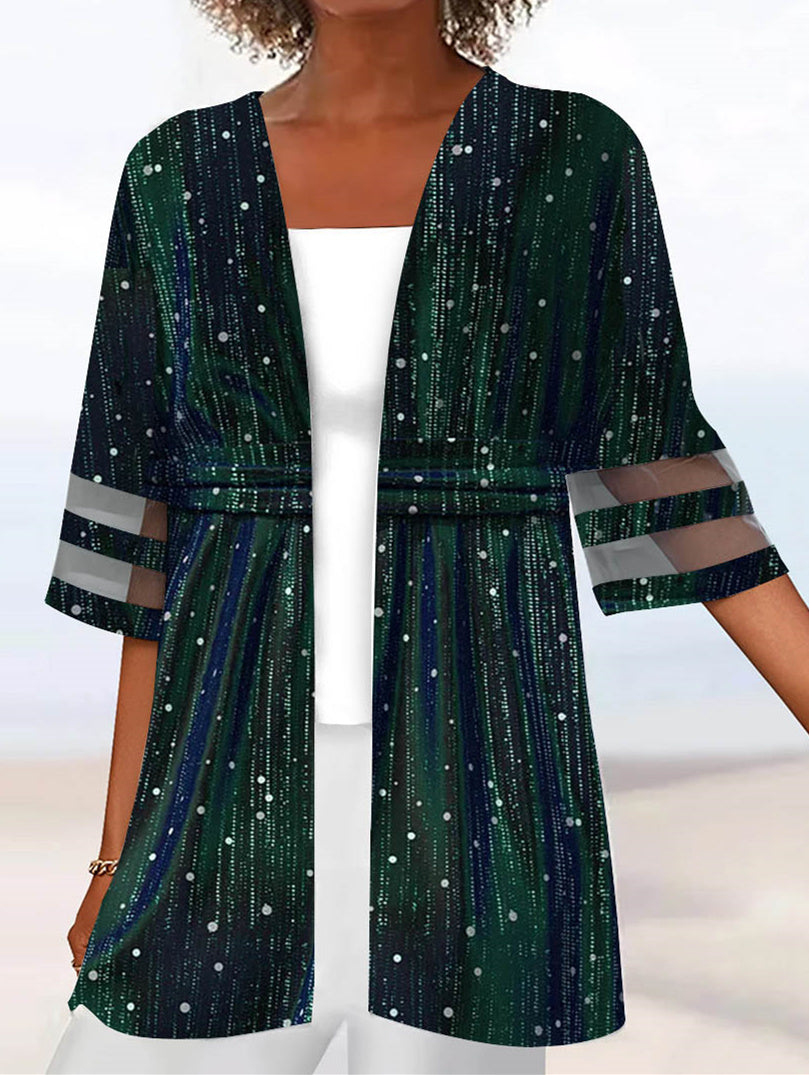 Women Half Sleeve Scoop Neck Polka Dot Printed Graphic Two-Pieced Tops