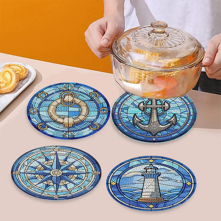 4PCS Diamond Painting Placemats Dish Mats | Nautical