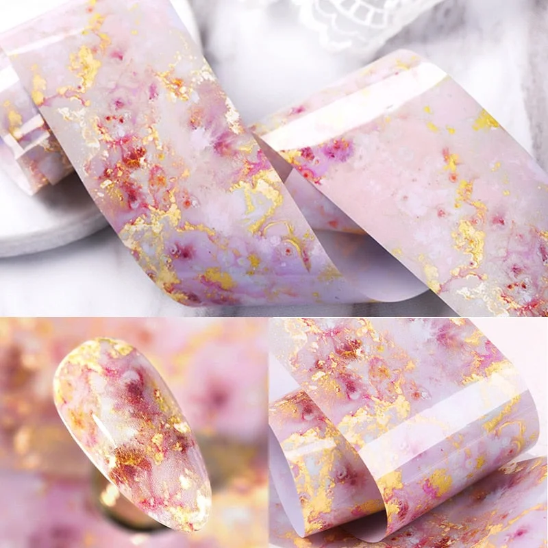 1 Roll Pink Gold Sliver Nail Foils Sparkly Sky Glitter Nail Art Transfer Stickers Slider Paper Nail Art Manicures Decoration New-Nail Inspo