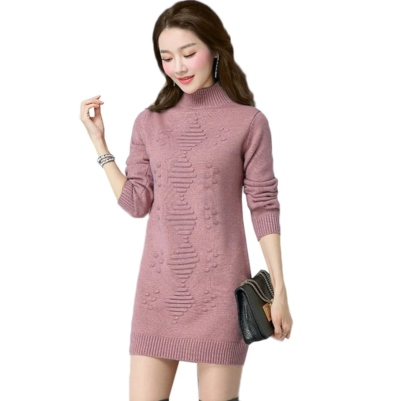 Autumn Winter Women Knit Sweater Pullover Clothes Solid Long Sleeve Turtleneck Sweater Warm Knit Bottoming Shirt Female Tops 926