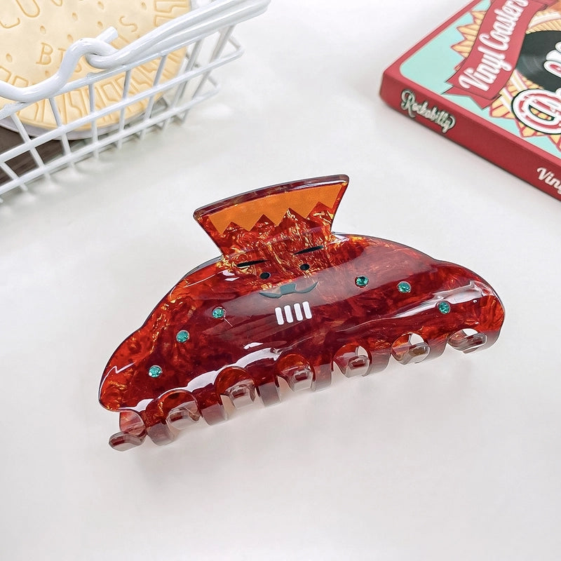 Minimalist Color Block Plastic Inlay Rhinestones Hair Claws