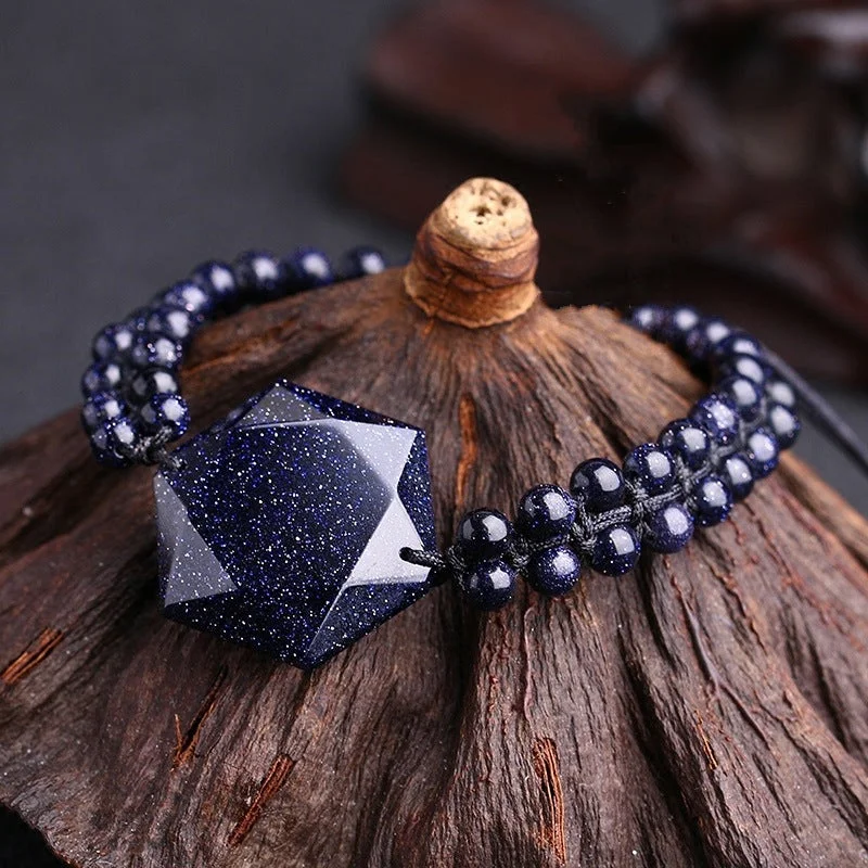 Blue Sandstone Beaded Success Bracelet