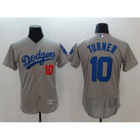 Men's Los Angeles Dodgers #10 Justin Turner Gray Flexbase Stitched MLB Jersey