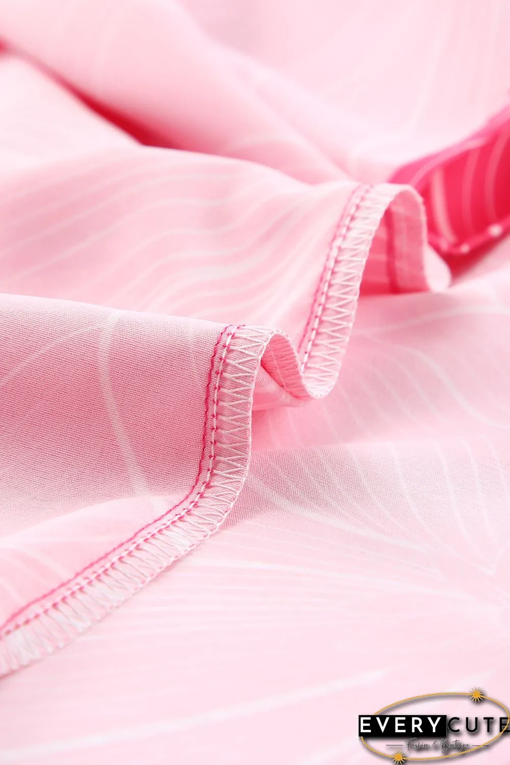 Pink Blooming Floral Printed Twisted Neck Tank Top