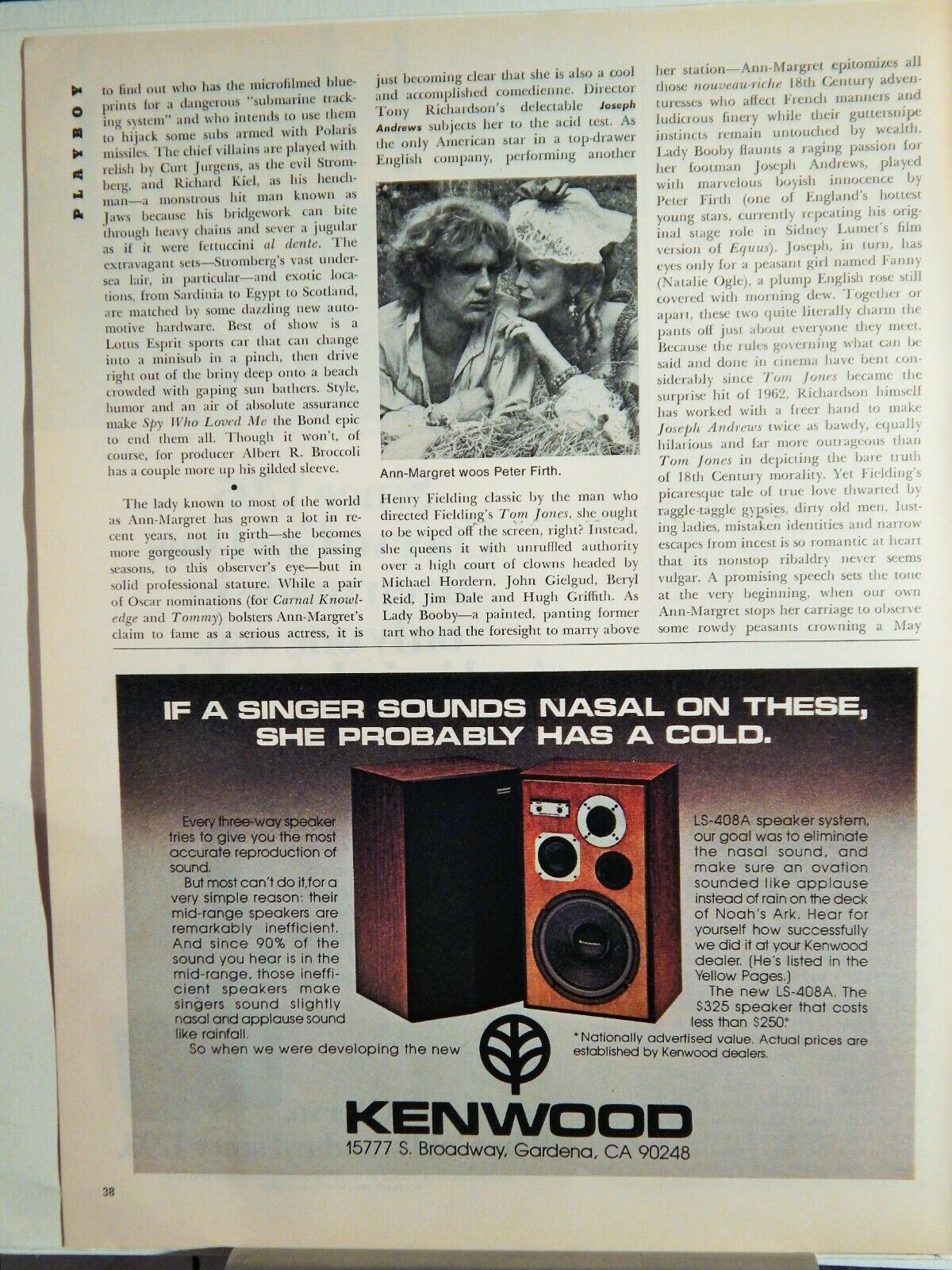 KENWOOD AUDIO COMPONENT SPEAKERS / CUERVO GOLD TEQUILA ORIG. VTG 1977 Photo Poster painting AD,