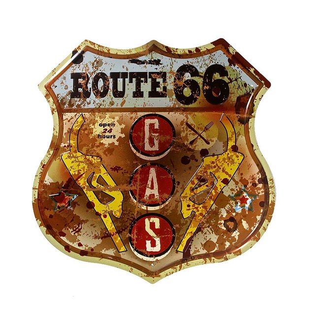 US Route 66 - Shield Shape Shield Vintage Tin Signs/Wooden Signs - 11.8x11.8in