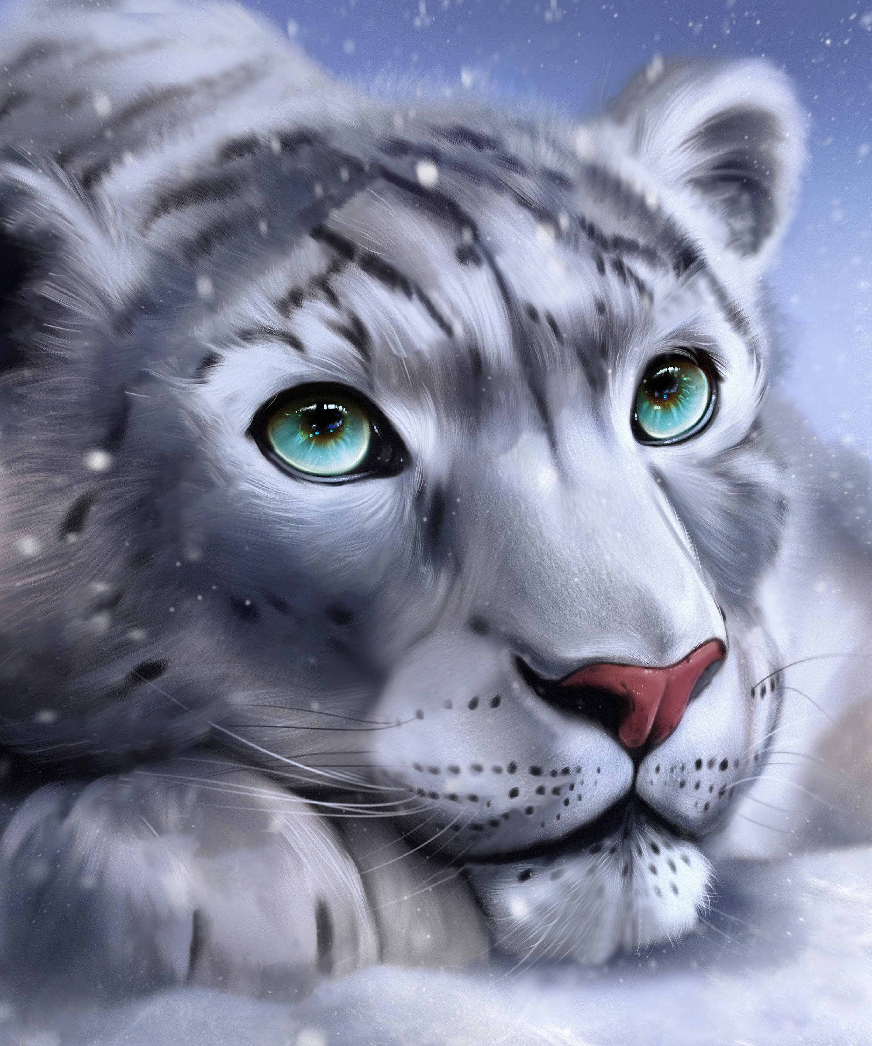 Snow Leopard 40*50CM(Canvas) Full Round Drill Diamond Painting gbfke